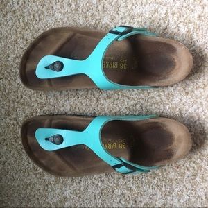 Turquoise birkenstocks 38