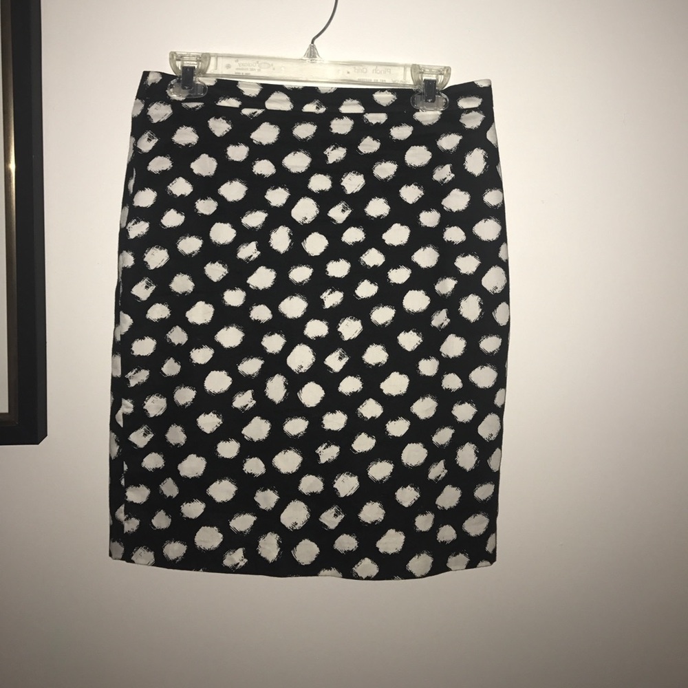 Black + White Polkadot Midi Skirt
