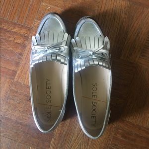 Sole Society Silver Loafers
