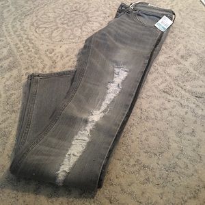 Diesel Destroyed Gray Lowky Straight Leg Jeans NWT