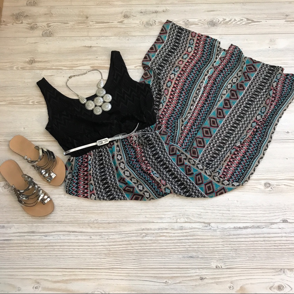 💋❤️💋HP💋❤️💋Black Print Maxi with Half slip