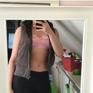 Brown inside fur vest