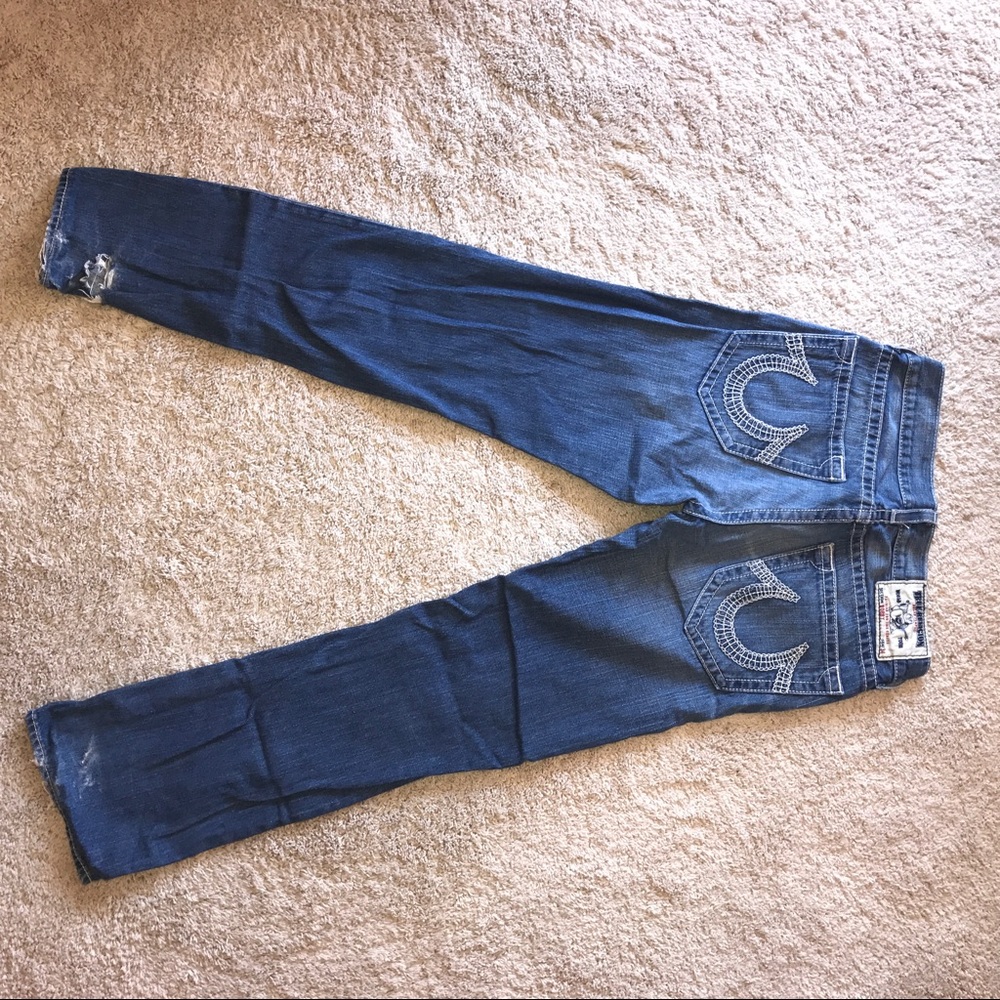 Mens True Religion Distressed Denim Jeans