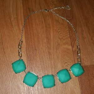 Teal and gold statement necklace