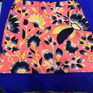 j Crew orange floral skirt