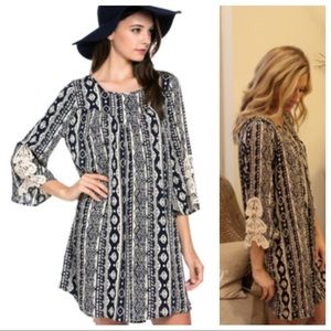 Navy Print Dress