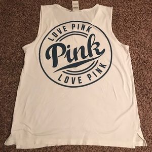 White and real PINK Victoria secret tank Large