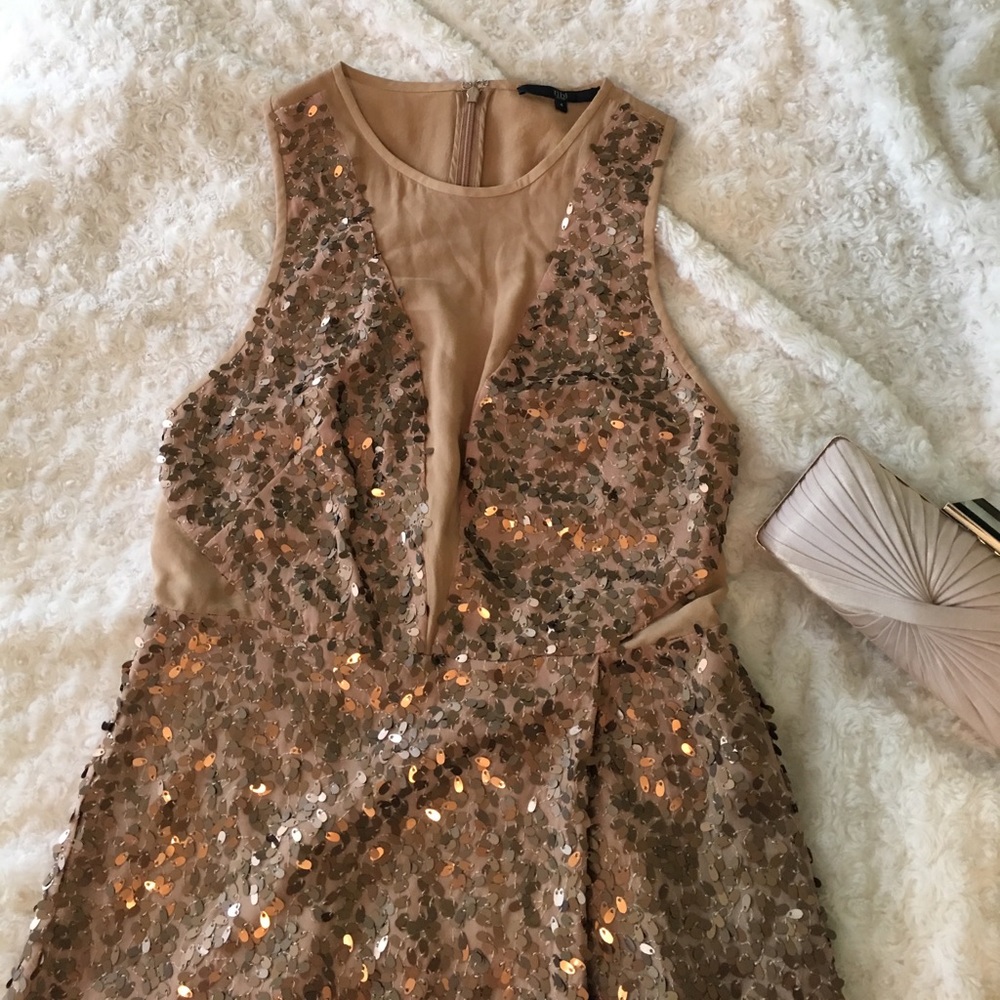 GOLD Sequin & Silk Tibi Dress