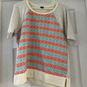 J Crew orange and blue sweatshirt tee