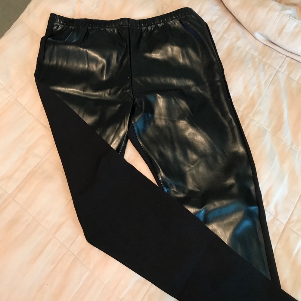 Patent leather tights.