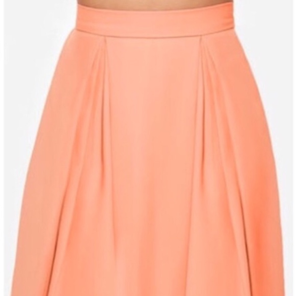 Coral / Peach fit and flare A line skirt