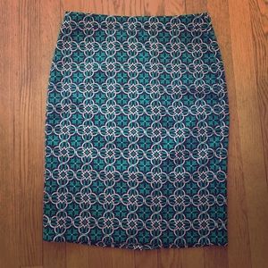 J.Crew Green and Navy Pencil Skirt, Size 6