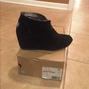 Black Suede Tom Wedges