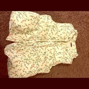 Toddler Girl white floral puffer vest