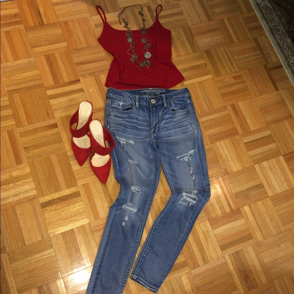 AE destroyed skinny jeans size 8