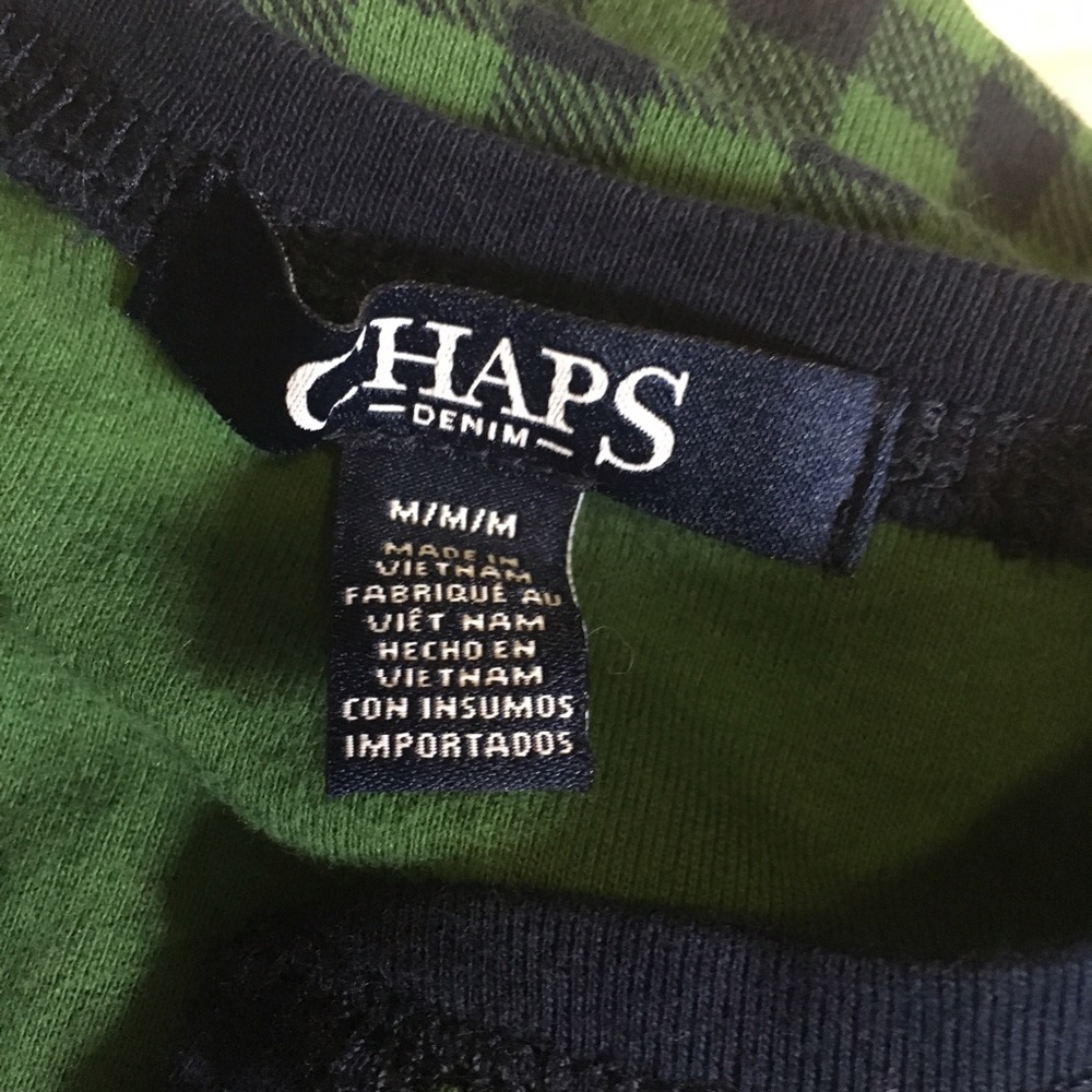 Chaps Green and Navy Checkered Long Sleeve Top - Picture 7 of 8