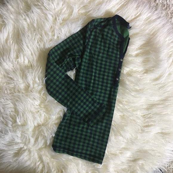 Chaps Green and Navy Checkered Long Sleeve Top - Picture 4 of 8