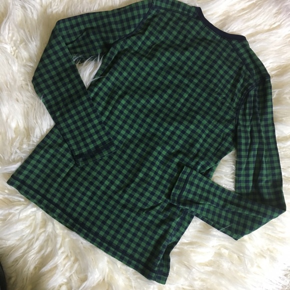 Chaps Green and Navy Checkered Long Sleeve Top - Picture 6 of 8