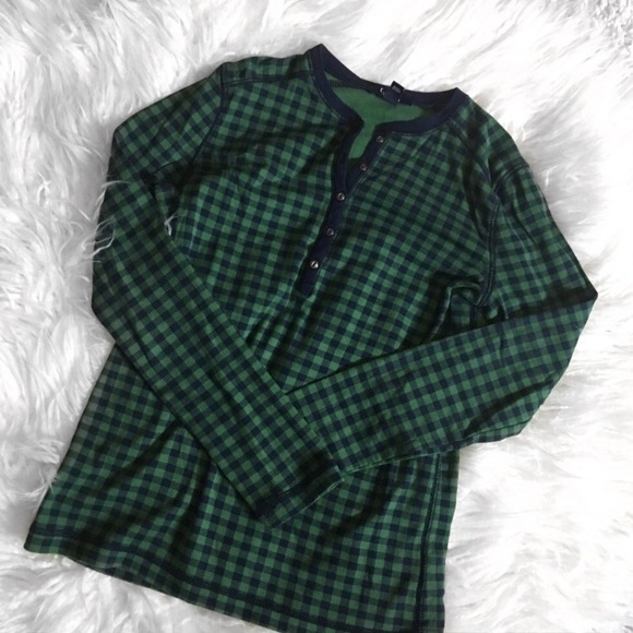 Chaps Green and Navy Checkered Long Sleeve Top - Picture 3 of 8