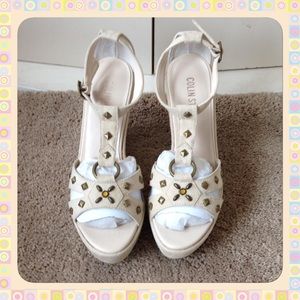 Beige T-Strap Sandals