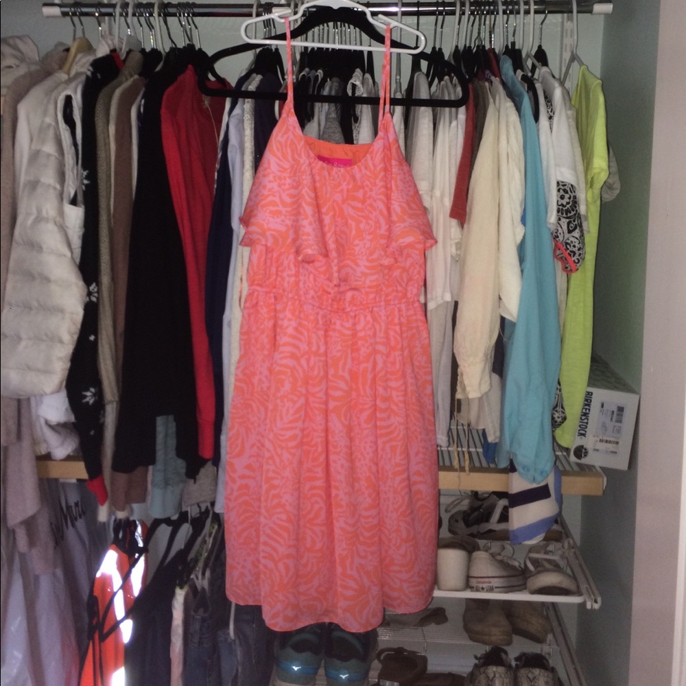 Pink and orange spaghetti strap dress