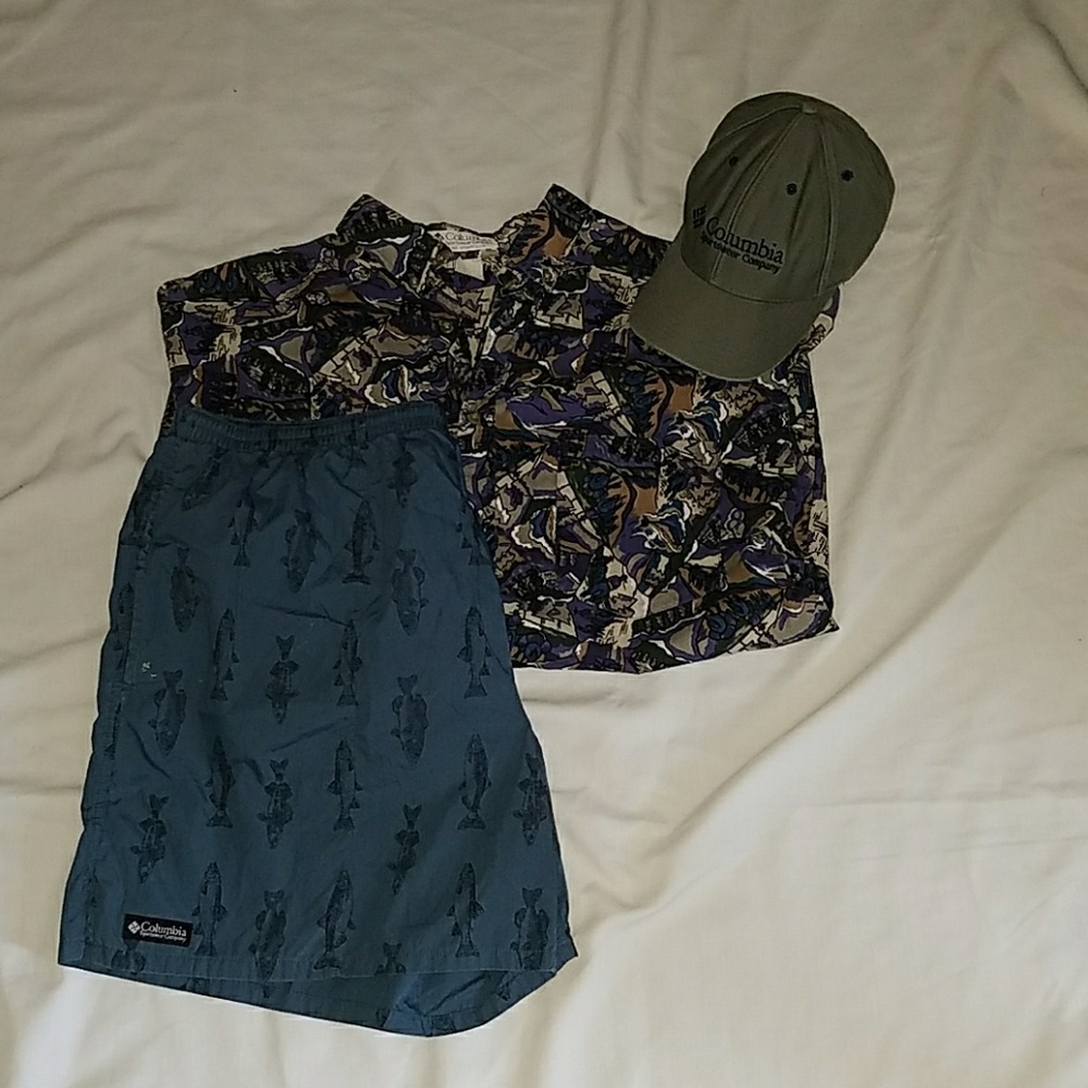 Columbia Trunks, hat and button-down
