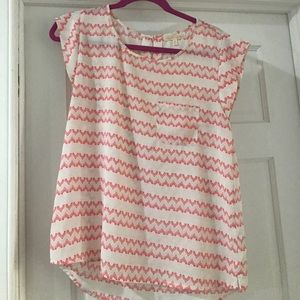 Pixley white with pink pattern blouse