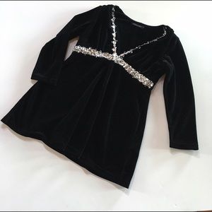 Boston Proper black velvet jeweled 3/4 sleeve top Boston Proper black velvet jeweled 3/4 sleeve top