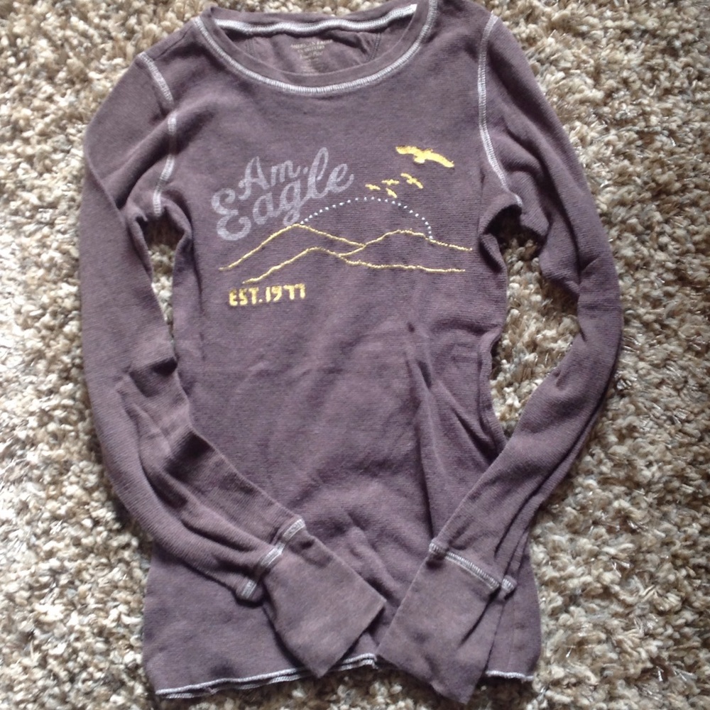 American Eagle Long-Sleeve Waffle Shirt