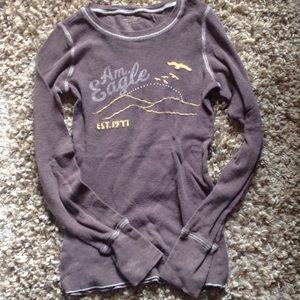 American Eagle Long-Sleeve Waffle Shirt