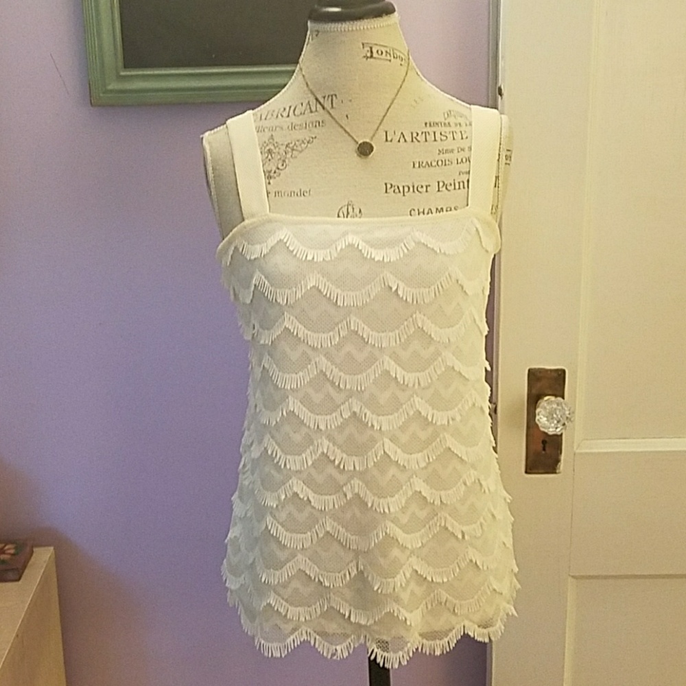 Cream Fringe Ann Taylor Tank