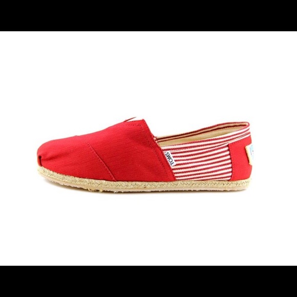 Red and white stripped TOMS women's size 9 - Picture 2 of 3