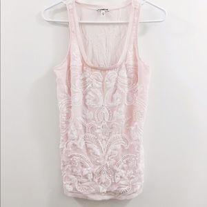 Express beaded/sequined light pink tank top