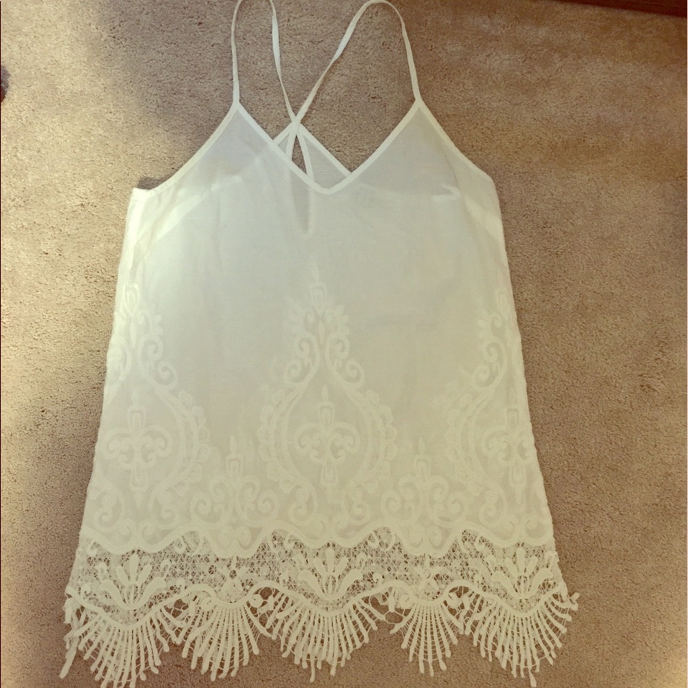 FLASH SALE : Crochet white racerback tank