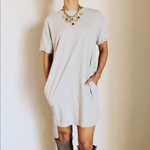 Grey Zara Short-Sleeved T-Shirt Dress