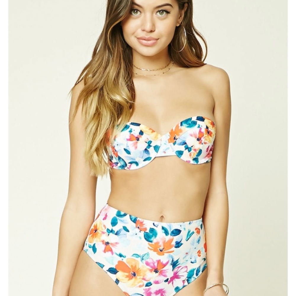 High wasted floral bikini
