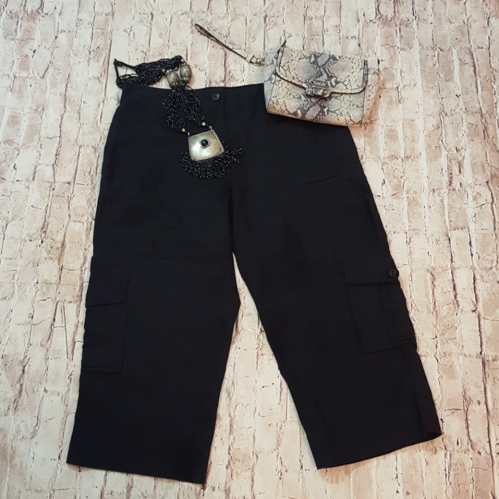 Chico's Wide Leg Cropped Linen Cargo Pant Sz1.5 Fit 8/10