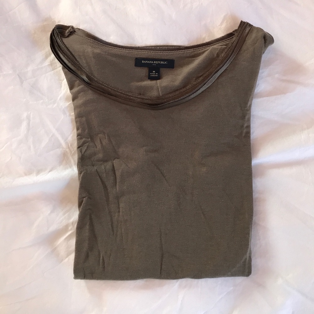 Banana Republic Brown T-Shirt with Layered Collar