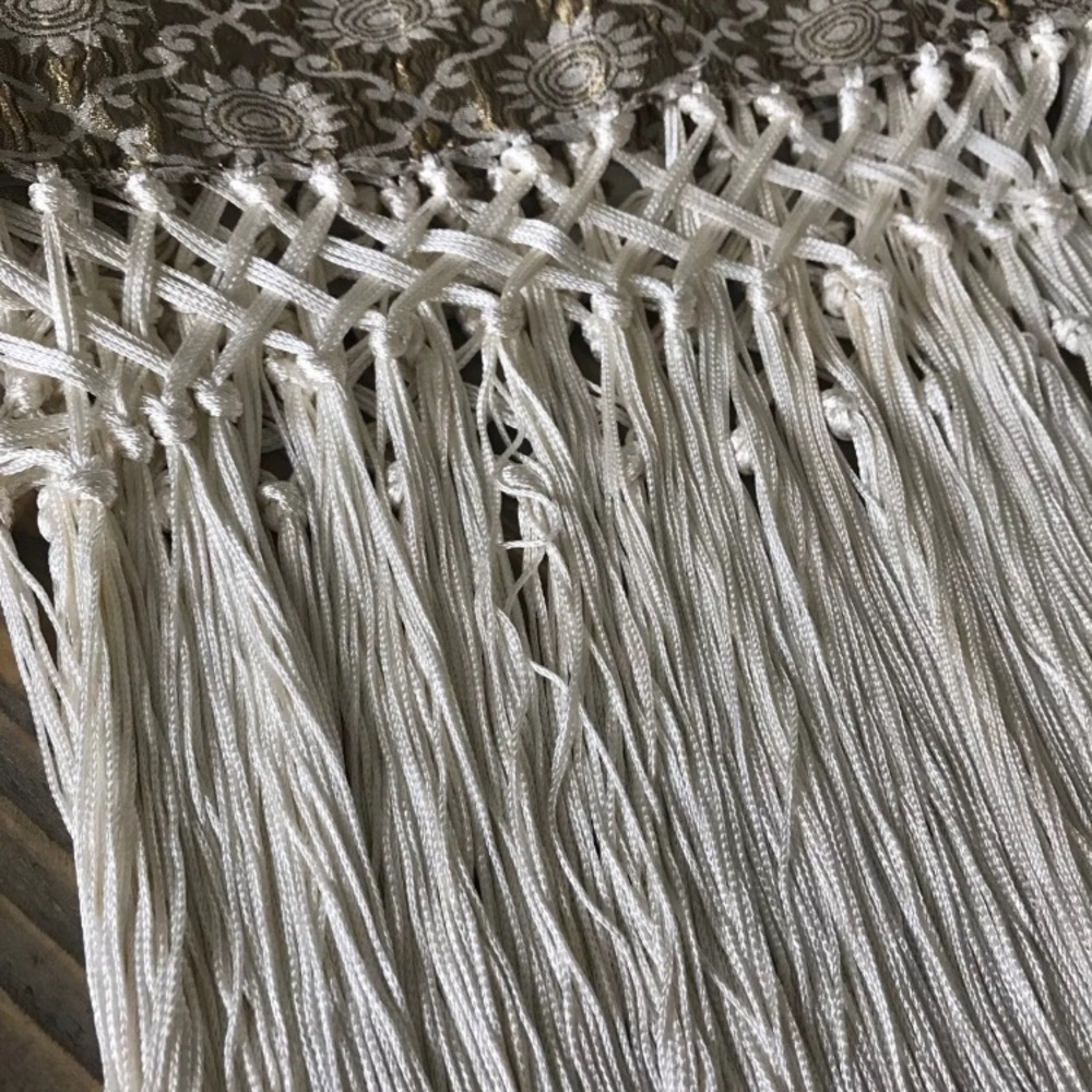 Adrienne Landau Baroque Fringe Gold Scarf