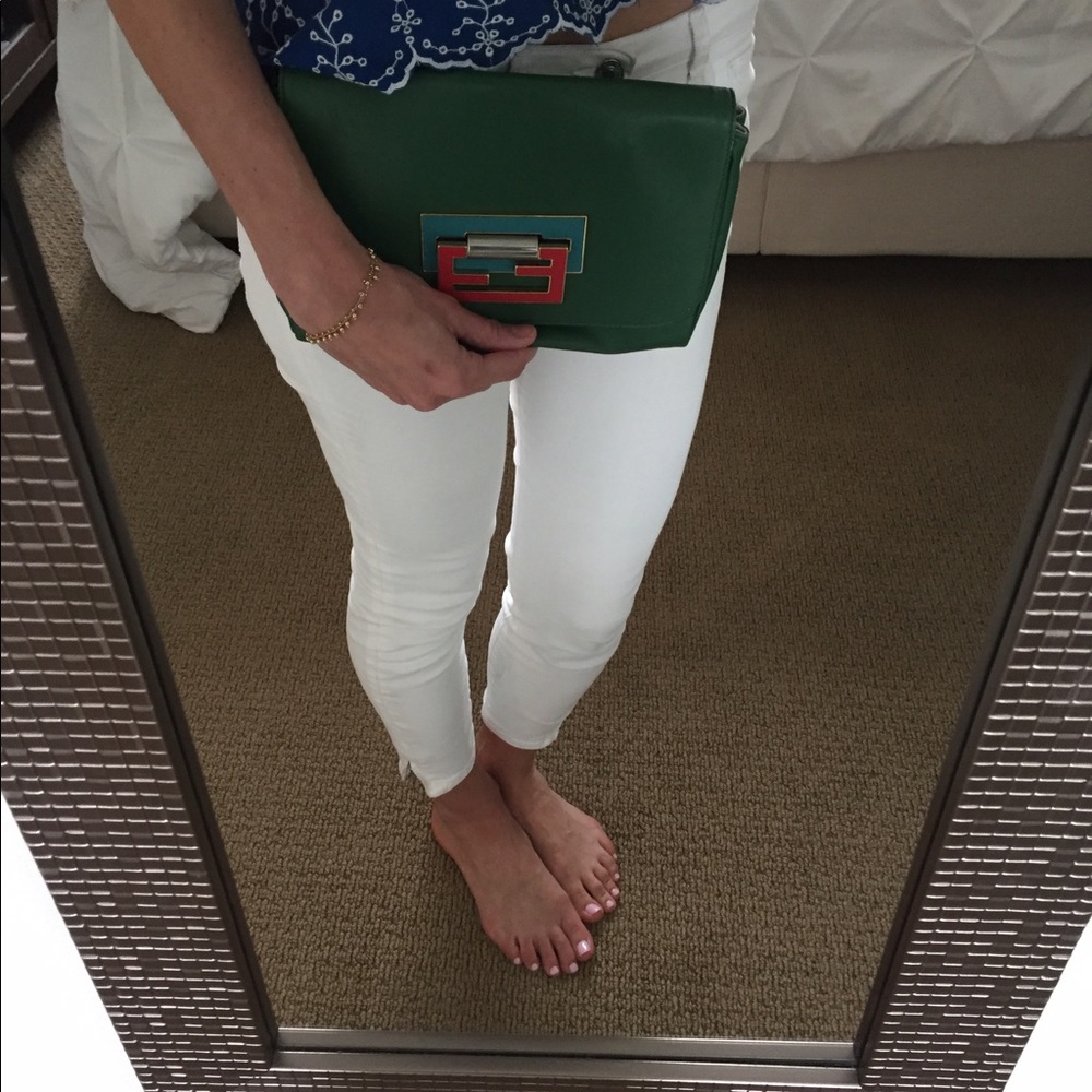 Fendi Leather Convertible Crossbody Clutch Bag