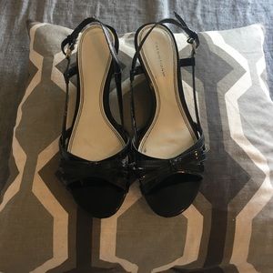 Patent Leather Bow Detail Wedge Sandals