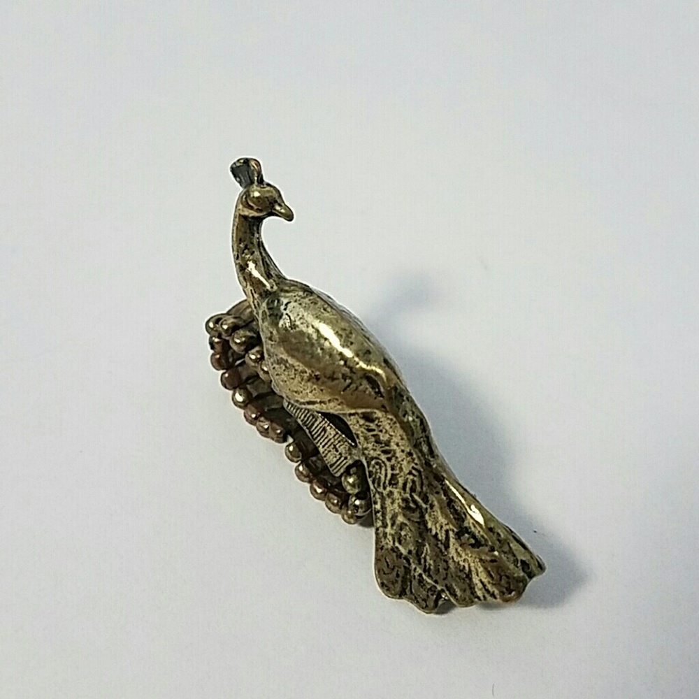 Womens Gold Peacock Stretch Ring