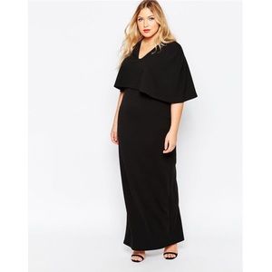 ⭐️ASOS cape sleeves black long gown/dress.