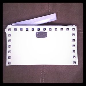 Michael Kors ice white clutch with studded detail