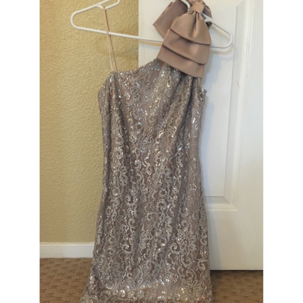 One shoulder evening cocktail dress