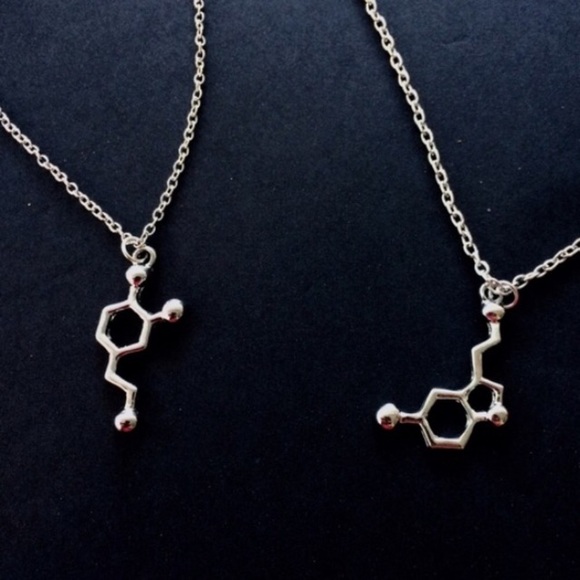 🆕2 for $14 Dopamine & Serotonin silver necklaces - Picture 2 of 4