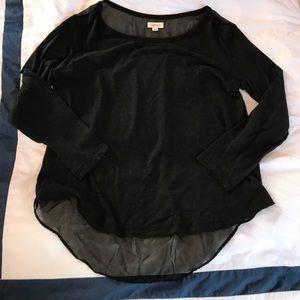 Aerie Black Long Sleeve Shirt with Sheer Back