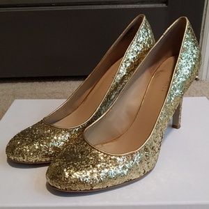 Gold Glittered Nine West Heels