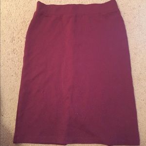 Burgundy bodycon mini skirt