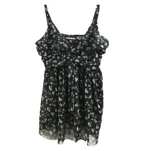 Express Black top with white floral print